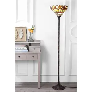 JONATHAN Y Virginia Tiffany Metal/Glass LED Vanity Light; for Living Room,Bedroom, Kitchen, Office