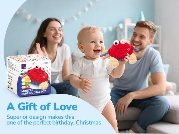 Hahaland Baby Musical Crab Plush Toy with 48 Songs & Recording Feature Interactive Dancing Toy for Tummy Time 0-3 Months 6-12 Months Baby Toddler Toy 1-3 Birthday Christmas Holiday Gifts