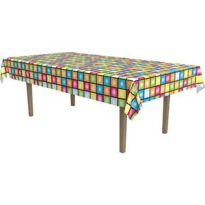 Disco Tablecover, 54” x 108” – Plastic Table Cloth, Rectangular Tablecloth, Covers for Party, Party Decorations, Theme Groovy Multicolor