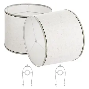 VEVOR Lamp Shade 2 Set, 11 in Topx 13 in Bottomx 10 in High (Spider Fitter), Medium Lampshade with Harp, Replacement Lamp Shade for Table Floor Lamps Pendant Lights, Light Linen with Black Edge