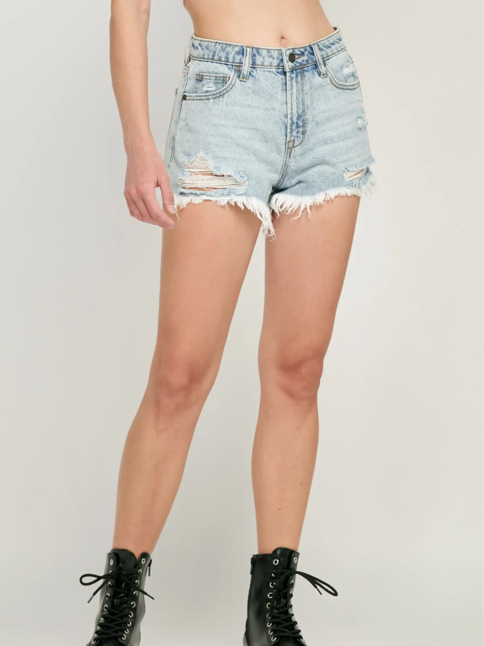 Gemma Vintage Mom Shorts for Women - Denim Bottoms with Distressed Style and Classic Fit - Womenswear