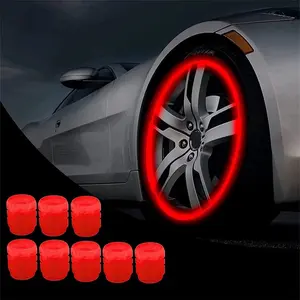 8Pcs Car Tire Valve Stem Caps Glow in the Dark Fluorescent
