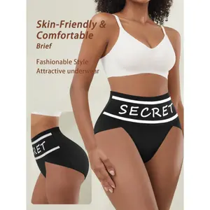 8pcs White Monogrammed Women'S Panties, Comfortable and Convenient High Split Panties, Daily Casual and Sports  Fabric Womenswear Polyester Basic Everyday Minimalist Mixed Color chic  lingerie