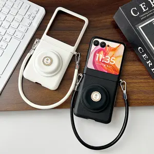 PU leather magnetic phone case, supporting wireless charging, equipped with a magnetic stand and a wrist strap. The hard PC back panel protects the phone case and is suitable for Motorola Razr 2024, Razr 2025, Razr 50, Razr 60, Razr 50 Ultra, Razr 60Ultra