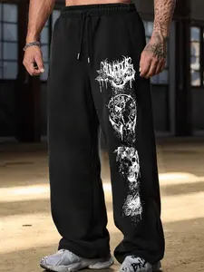 Men's Printed Sport Pants, Money over Angel Cash Print, Elastic Waist Running Trousers, Hip Hop Casual Streetwear