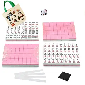 Mini Mahjong Set Waterproof Chinese Majiang 144 Melamine Tiles 0.94"(24MM) with Portable Travel Handbag Complete Mahjong Game Set,Suitable for family gatherings, parent-child interaction and increasing family atmosphere.