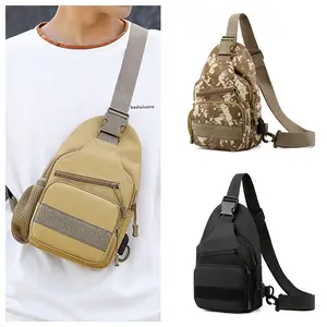 Men's Canvas Crossbody Sling Bag Chest Bag Shoulder Bag with Adjustable Strap & Multiple Compartments for Daily Use
