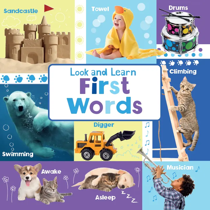 Look and Learn: First Words Digger Board Book - Early Learning Toddler Book for Basic Vocabulary Building, Ideal for Sandcastle Play, Towel Time