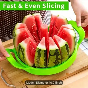 Stainless Steel Watermelon Cutter 12-Blade Fruit Slicer with Non-Slip Handles Quick Easy Divider for Melons Cantaloupe Honeydew & Large Fruits