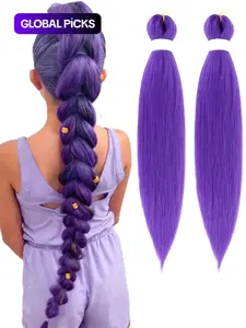 2pcs Long Purple Braiding Hair Pre Stretched Purple Hair Extensions for Braids Synthetic Braiding Hair for Stage Party Halloween Costume Cosplay K-POP/KPOP Synthetic Hairpiece Synthetic Braided Hair