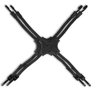 Tack Strap - 4-Way Flat Bungee Cord with Rubber Pad Grip, Non-Slip Tie Down Straps for , ATV, Kayak, Cycling, Camping,  Storage, Adjustable Bungee Cords - 2 Pack (Black)