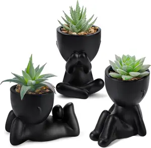 3pcs Fake Succulents Plants Artificial for Black Bathroom Bedroom Home Room Decor Aesthetic Indoor