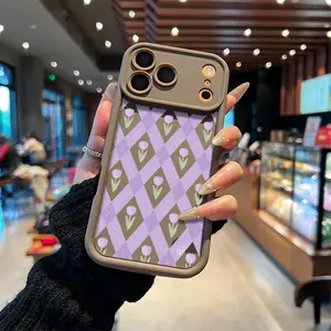 Purple Floral Tulip Pattern Phone Case， Cute Minimalist Style for iPhone 17 16 15 14 13 12 11 Plus Pro Max. c2