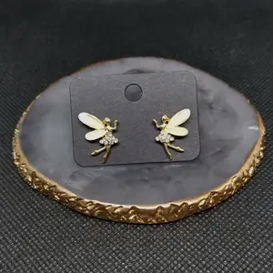 #374 Fairy with Glitter Wings & Rhinestone Dress Stud Earrings- Casual Mythical Jewelry
