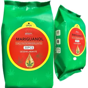 3 pk MARIGUANOL Toallitas Desmaquillantes Desinflamantes -30pc/Anti-inflammatory Make-Up remover Wipes m-30pc-3 Pack She