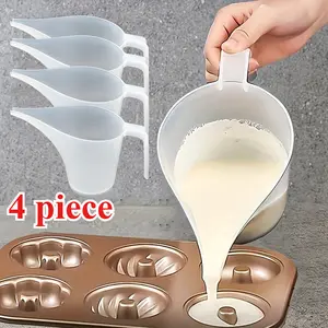 4-piece Large Capacity Plastic Funnel Set, 33.82oz/1000ml Long Spout Funnel, Perfect for Baking Tray Molds, Oiling, Watering, Plant Watering, Transparent Process Tools, Kitchen Utensils, Textiles & Soft Furnishings