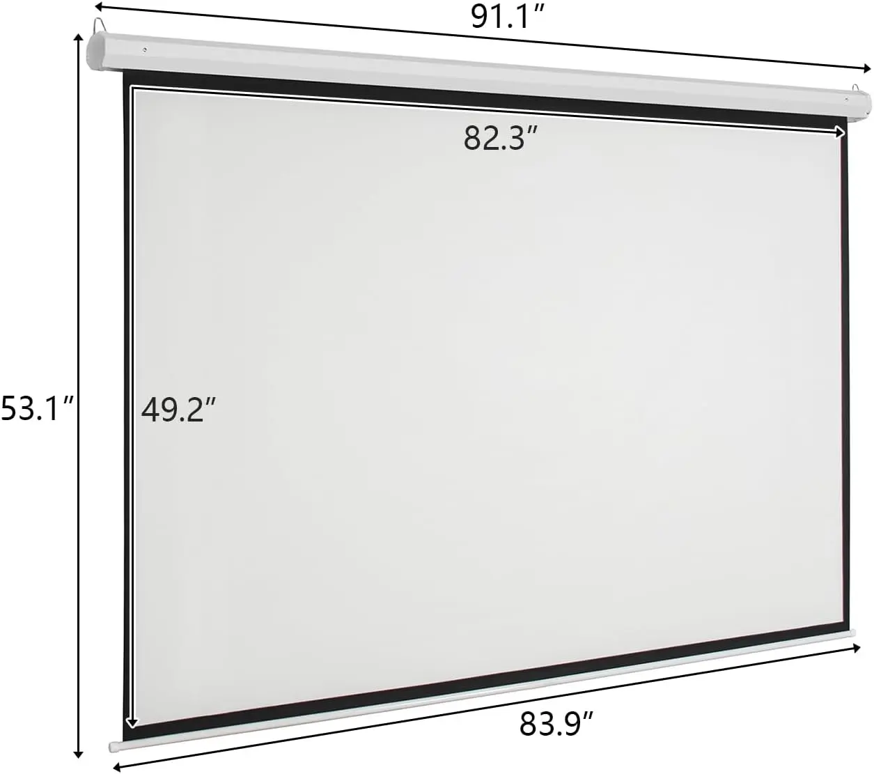 Motorized Projector Screen with Remote Control, No Wrinkles, Without Dents, HD Screen, for Home Theater Office Classroom TV Usage (92inch 16:9) Audio Wireless