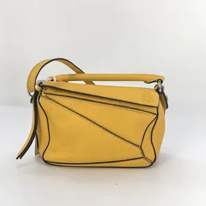 Pre-owned Loewe Leather Crossbody Bags Calfskin Mini Puzzle Bag Yellow JL004