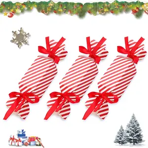 TidyLuxe 10 Pcs Christmas Candy Boxes with Ribbon Red Small Treat Boxes for Sweets Chocolate Decoration Gift Party Favor Cookie Boxes for Xmas Wedding Party Wrap Bag