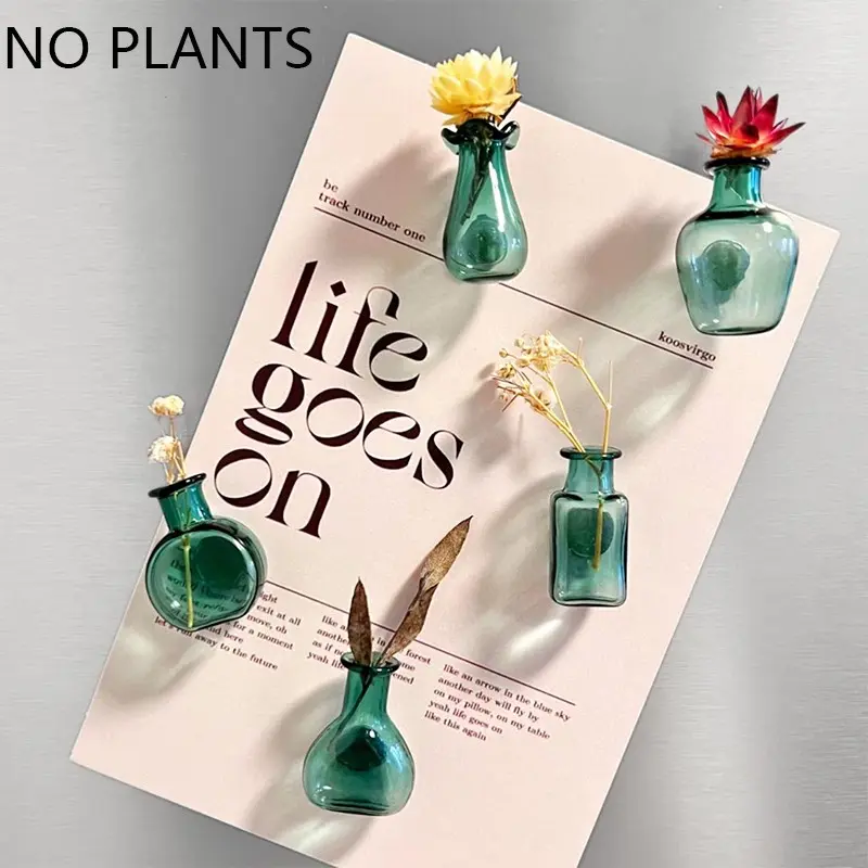 5pcs Mini Glass Vase Fridge Magnet, Mom or Loved One Gift, Pet Whisker Holder, Housewarming, Pet Lover, Seasonal Home Decor, Flower Magnets, Refrigerator Magnets, Magnetic Item