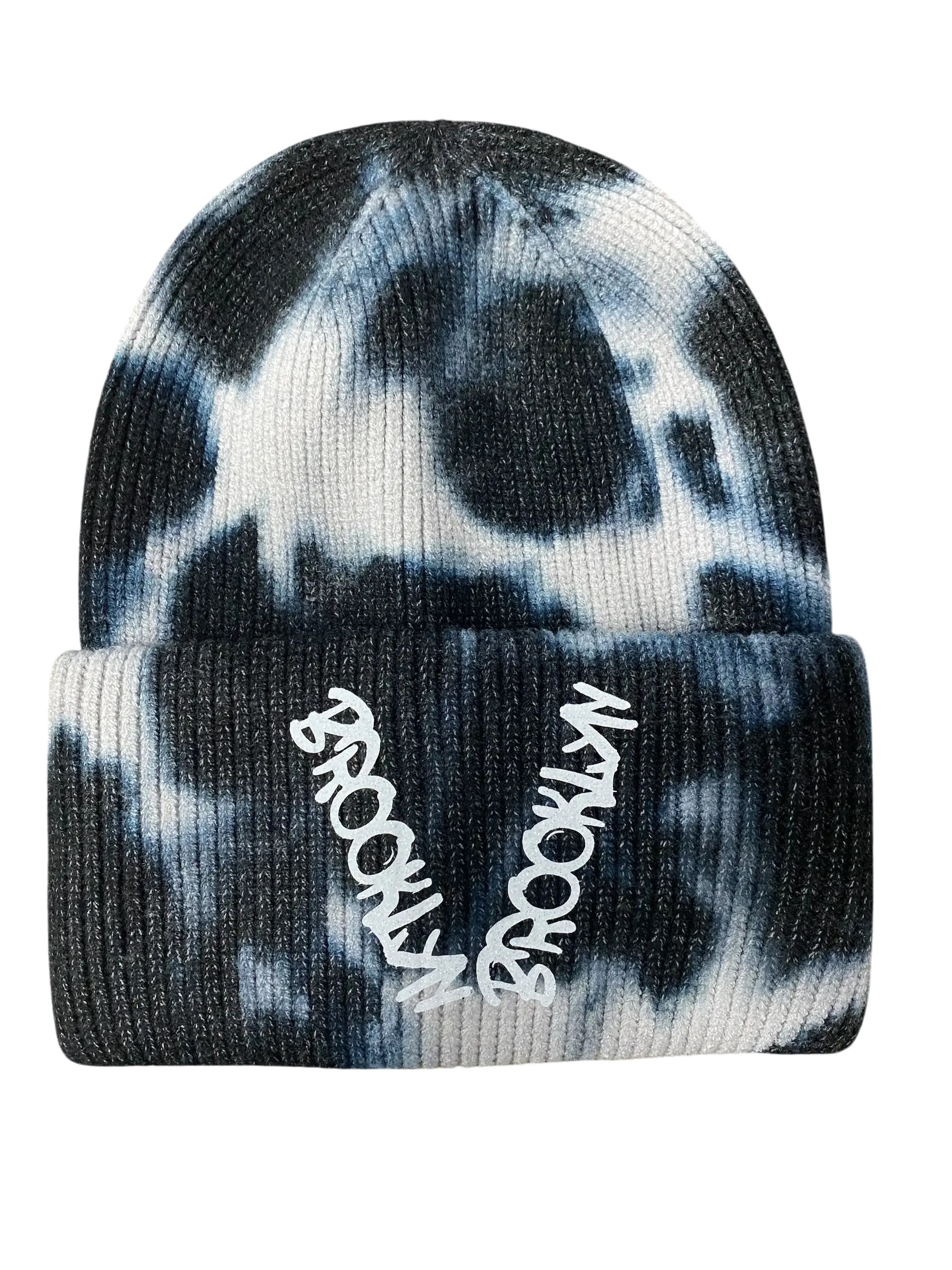 Brooklyn Up and Down Blue Beanie with a Tie-Dye spin