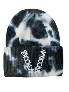 Brooklyn Up and Down Blue Beanie with a Tie-Dye spin