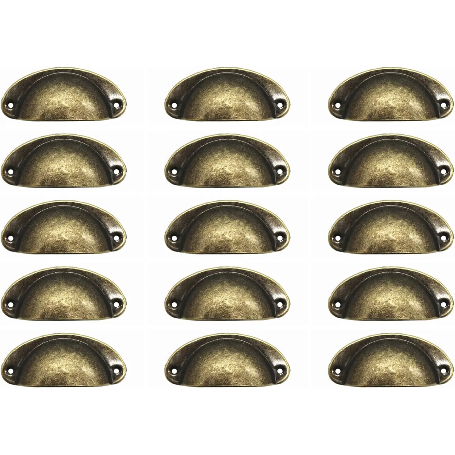 WEICHUAN 15PCS Antique Brass Iron Drawer Knobs Pulls Handles - Vintage Kitchen Cabinets Furniture Wardrobe Medicine Pull Handle(Length: 81Mm Width: 32Mm)