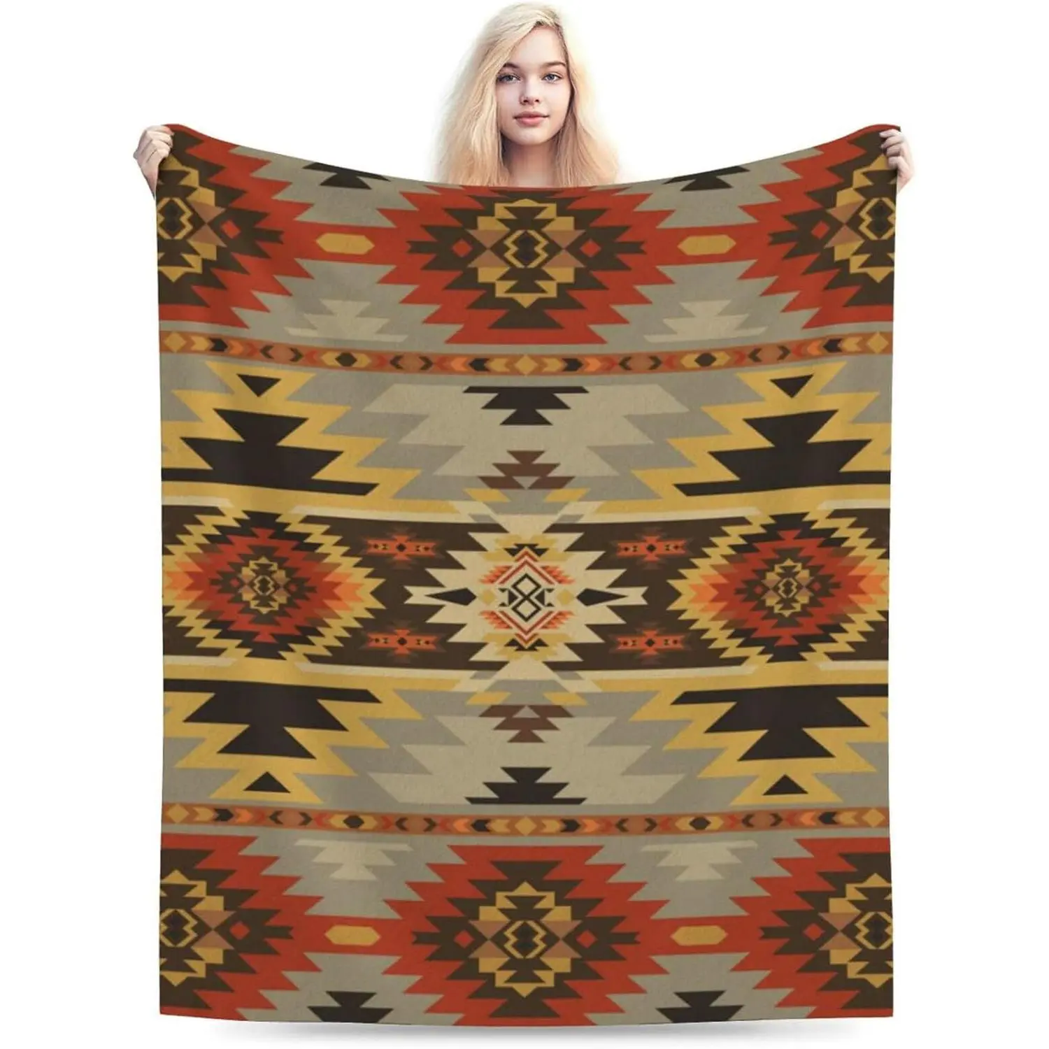 Aztec Blanket American Southwest Print Throw Soft Warm Lightweight Blanket for Women Birthday Christmas, Home Living Room Decor