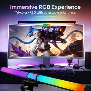 1pc Smart Monitor Light Bar with RGB Backlight, Dimmable lighting, 15.75-inch RGB+3 Color Adjustable Desk Lamp, USB Glare-Free Screen Light Suitable for Gaming & Home Office, Perfect Gift for Computer Users (Compatible for PC, Laptop)