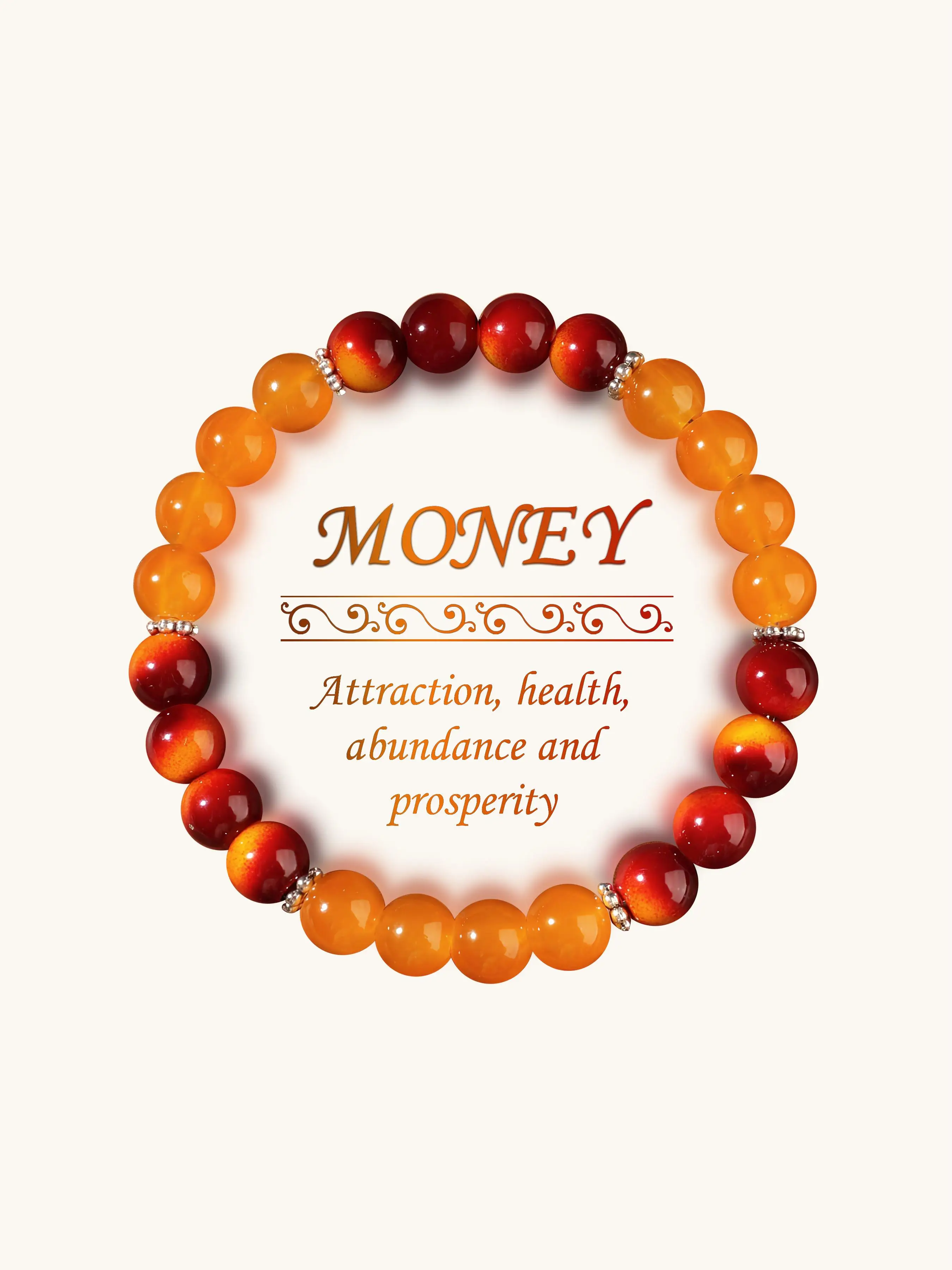Orange Stone Beaded Bracelet, Fashionable Jewelry for Women & Men, Trendy All-match & Exquisite Jewelry for Birthday Gift, Beads Bracelets