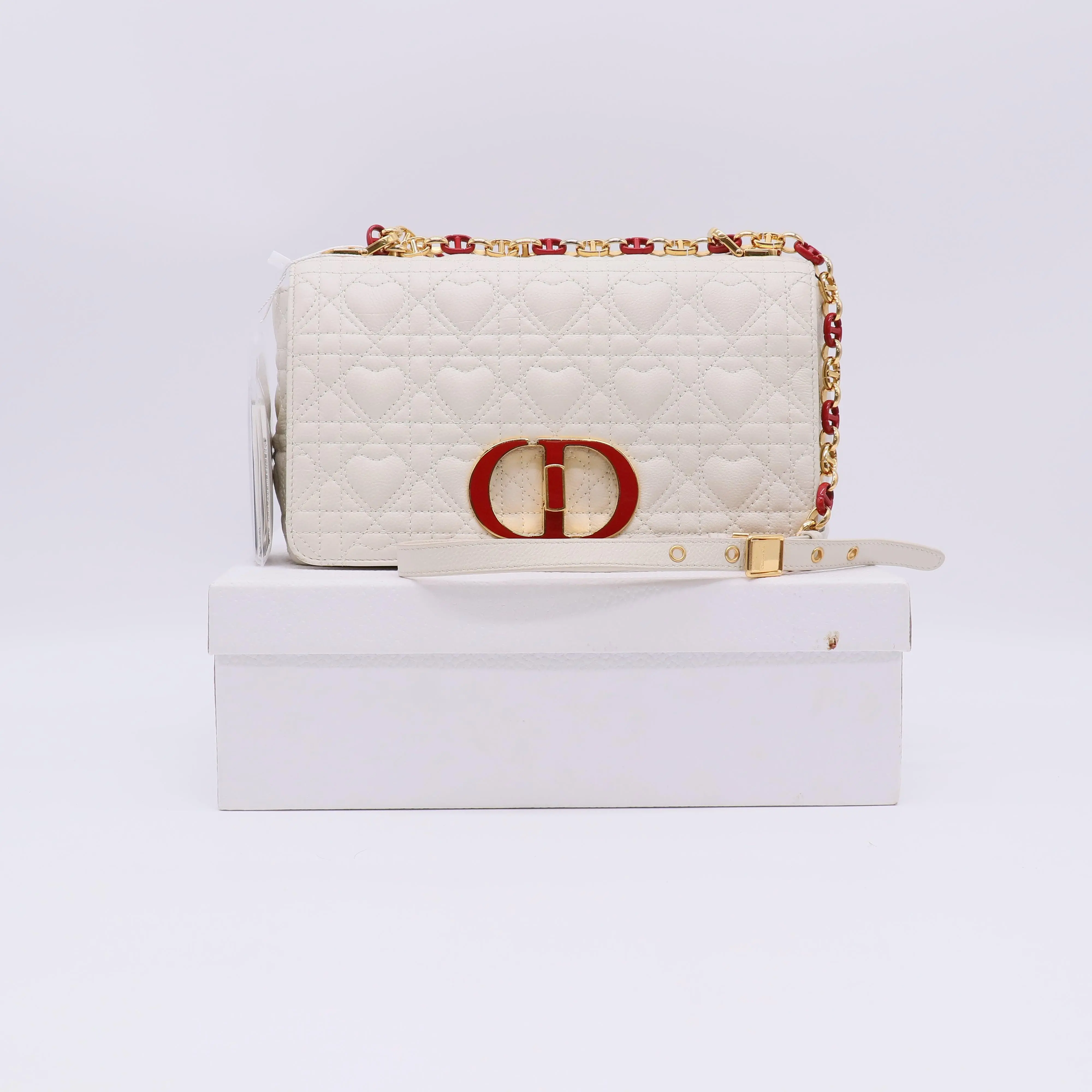 Pre-owned Dior leather Shoulder Bags Christian Calfskin Heart Cannage Dioramour Twins LDZ377
