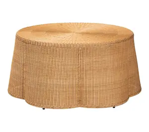 bali & pari Palm Honey Scallop Rattan Coffee Table