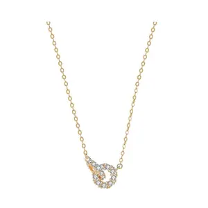 14K Gold Double Circles Necklace, Wedding Necklace, Interlocking Circle Necklace, Dainty Gold Charm Pendant, Perfect Bridesmaid Gift For Her