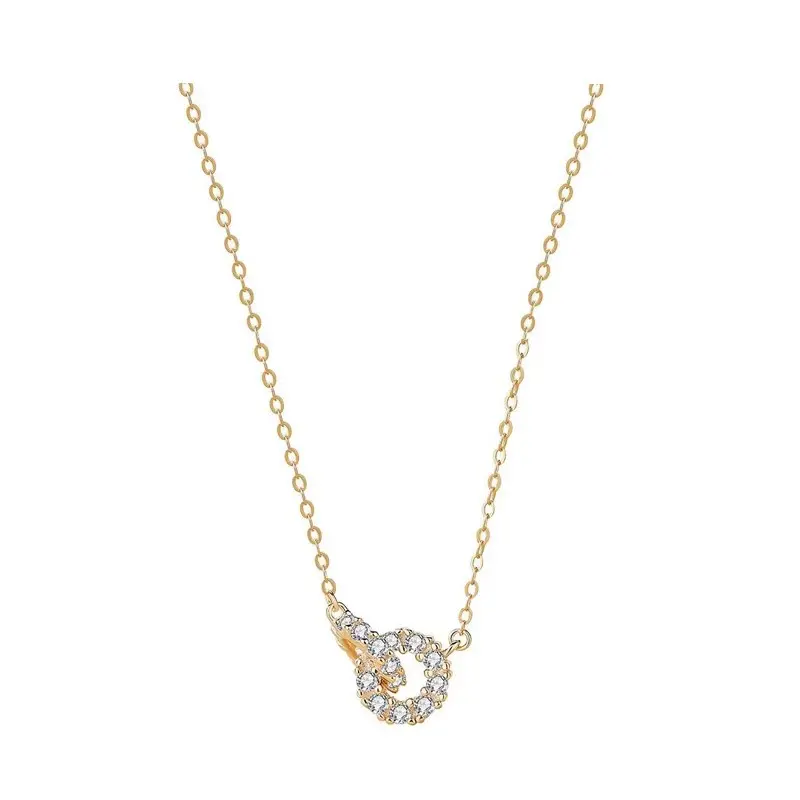 14K Gold Double Circles Necklace, Wedding Necklace, Interlocking Circle Necklace, Dainty Gold Charm Pendant, Perfect Bridesmaid Gift For Her
