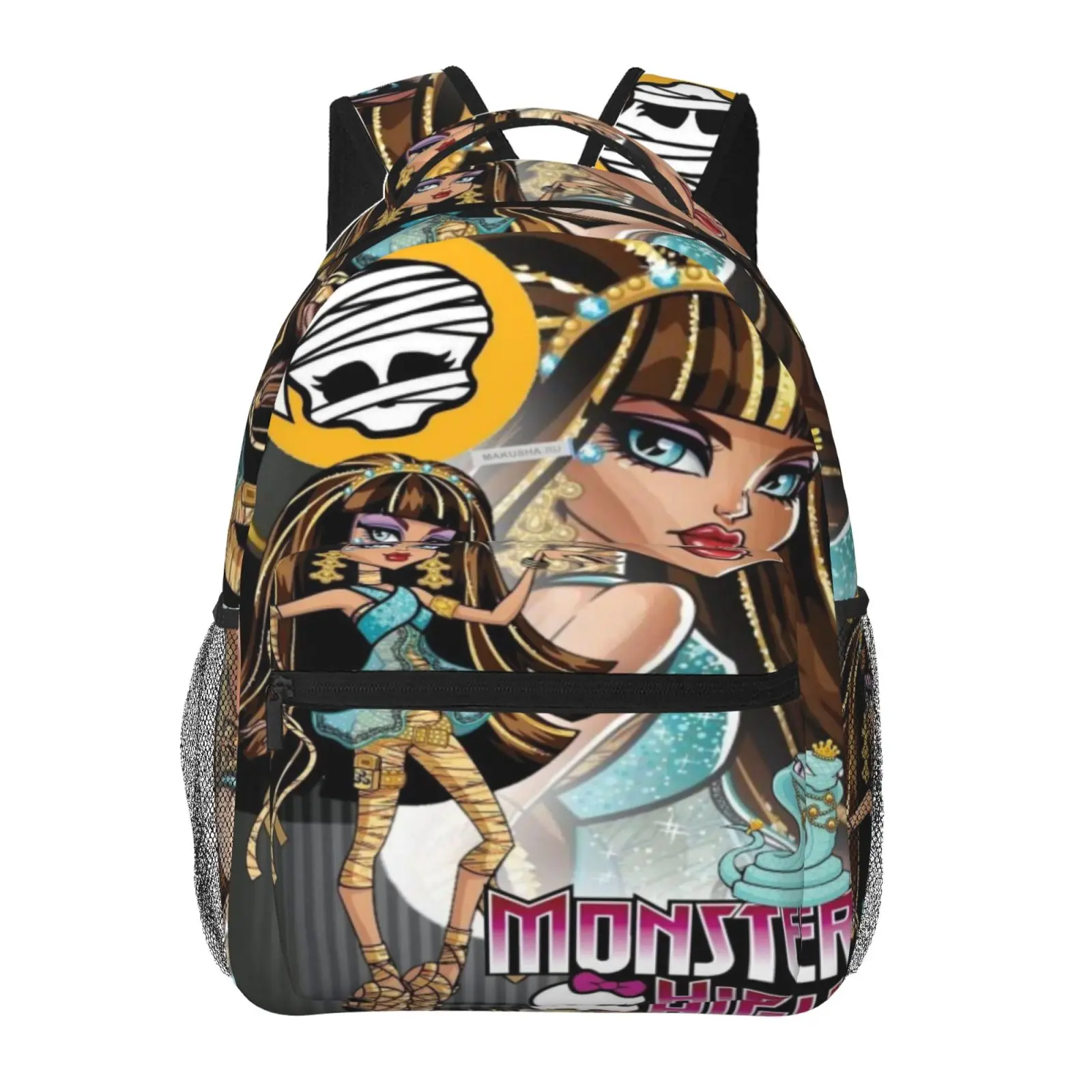 School Backpack for Teens with Cartoon Character Print, Water Resistant Oxford Multi-Function Daypack Fits 15.6" Laptop for Daily Commute, Back To School Haul, First Day School Grwm