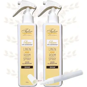 Tyler Glam on Demand - Diva Scent Linen and Room Spray 2 Pack - Air Freshener and Odor Eliminator Bundle with Stain Remover Pen - Laundry Bundle