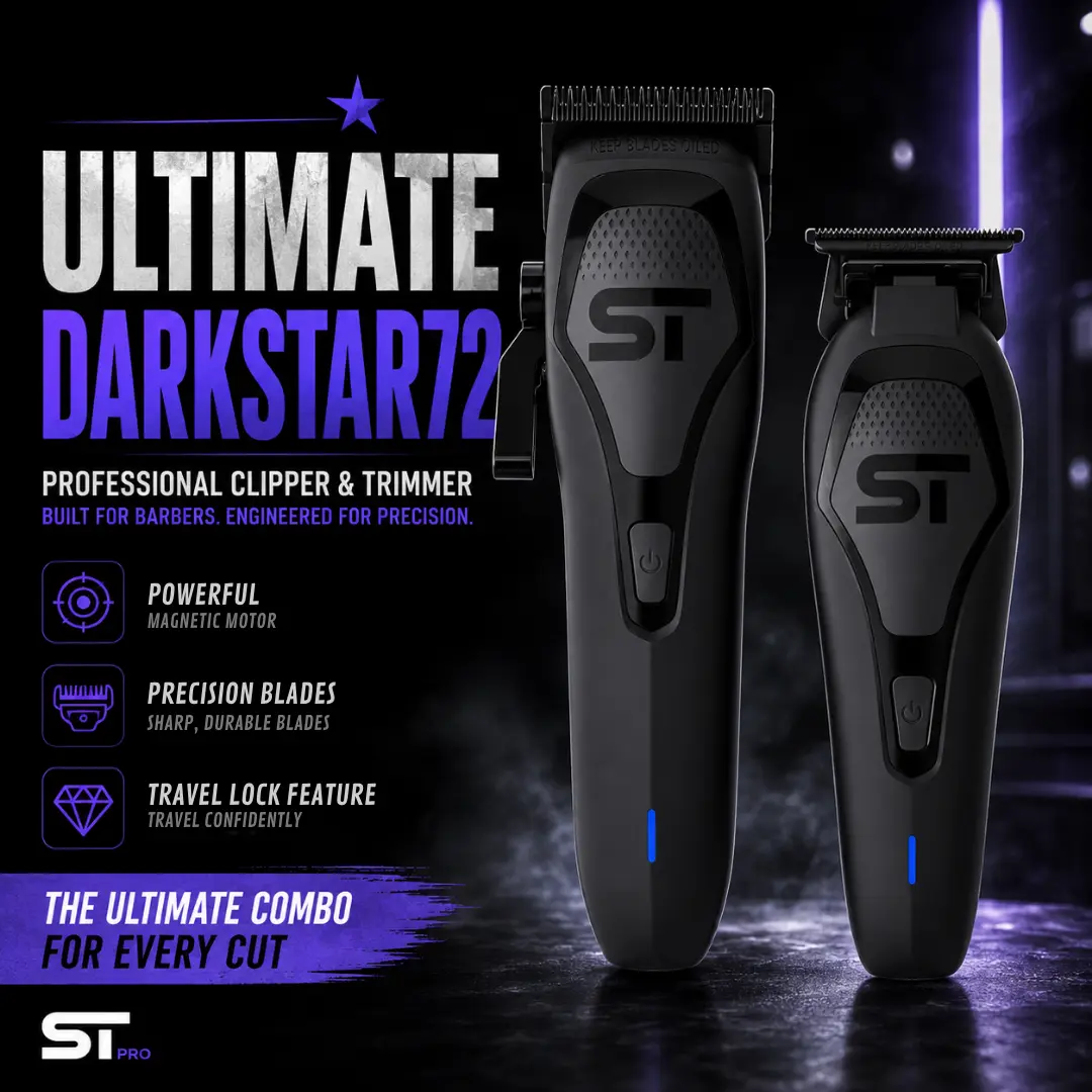 Supreme Trimmer DARKSTAR 72 Bundle Clipper Handle with Travel Lock Vector Motor 8-12k RPM 3 Hour Run Time Low Noise Lightweight Design