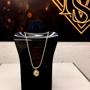 Elegant Gold-Tone Chain Necklace with Round Pendant for Everyday Wear