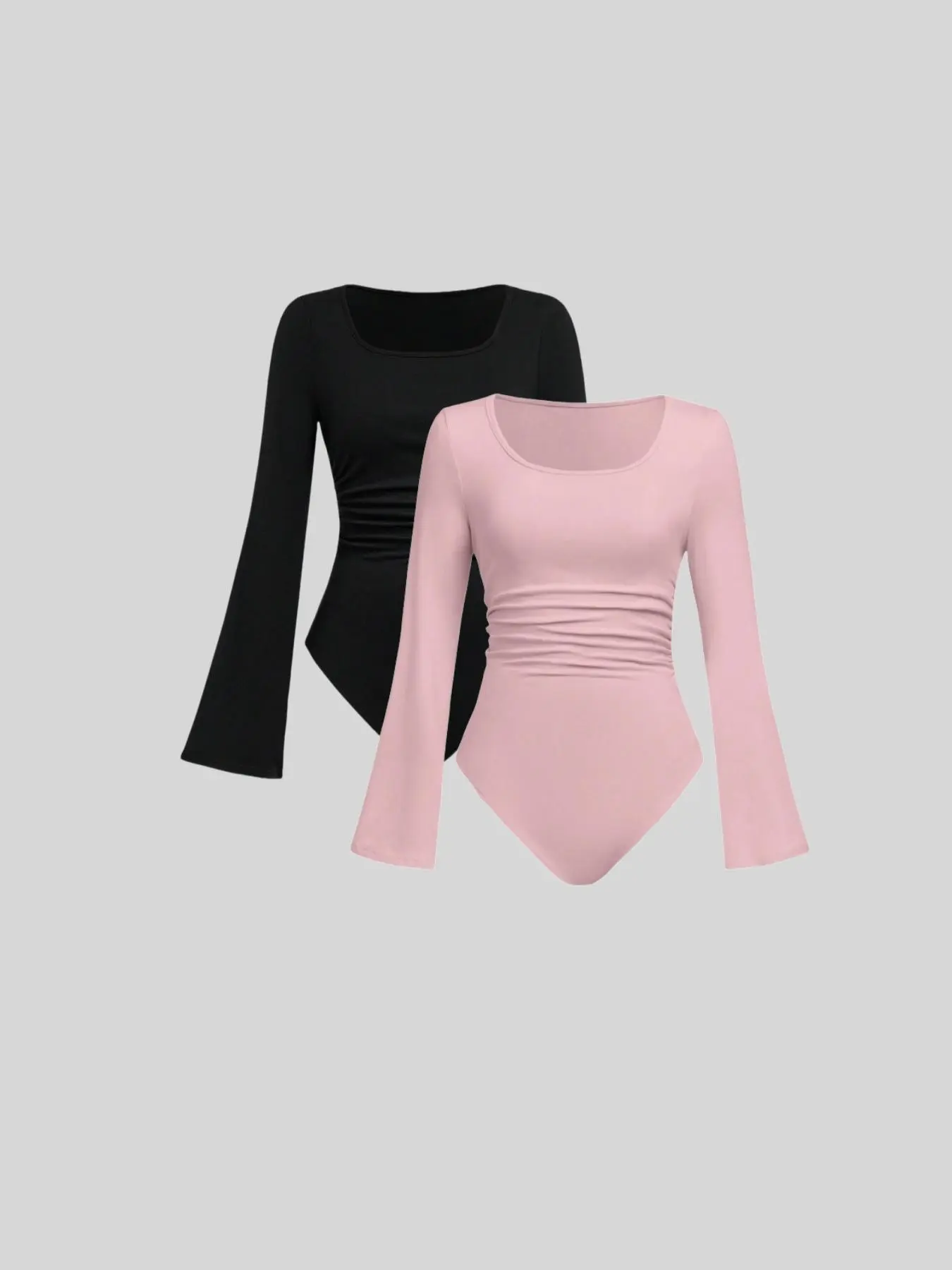 Women's Solid Basic Long Sleeve Bodysuit, Shapewear Body Suits, Womenswear Casual Comfy Bodysuit for Daily Wear, Ladies Clothes for All Seasons