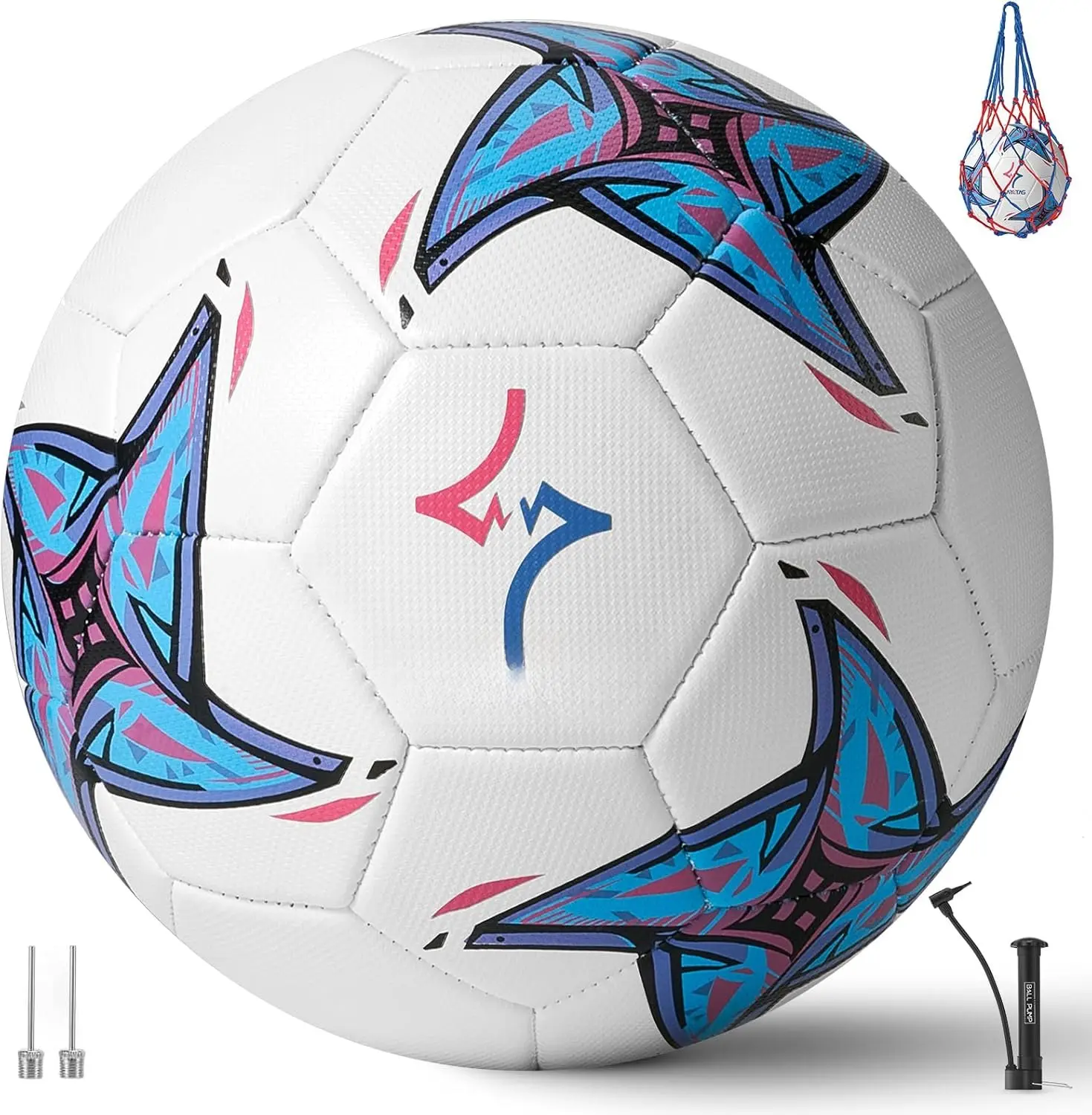 Soccer Ball Size 5 PU Leather Soccer Balls, Adults Youths Teens Unisex Juniors  Soccer 32 Panels Machine Stitched, Ideal  Indoor Outdoor Play Cross   Ball with Pump and