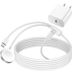 2 in 1 Apple Watch & iPhone Charger Cable, Magnetic Fast Charging Cord with USB-C to Lightning, Portable Travel Charger for iPhone 16/15/14/13, iWatch Ultra SE Series