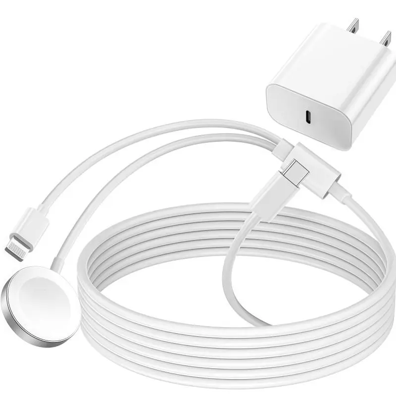 2 in 1 Apple Watch & iPhone Charger Cable, Magnetic Fast Charging Cord with USB-C to Lightning, Portable Travel Charger for iPhone 16/15/14/13, iWatch Ultra SE Series