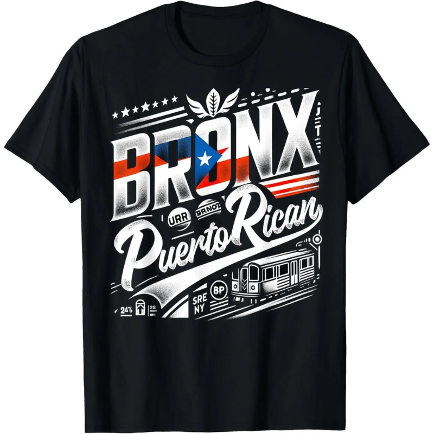 [Bronx Puerto Rican Pride Tee]  Bronx Puerto Rican Pride T-Shirt - Soft, Breathable, Cartoon Print Tee for Men - Machine Washable, Crew Neck, Short Sleeve