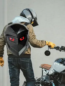 Smart LED Helmet-Shaped Backpack, Bluetooth-compatible APP Control, Programmable Screen Display, Customizable Text Images Gif Animations, Hard Shell Bag