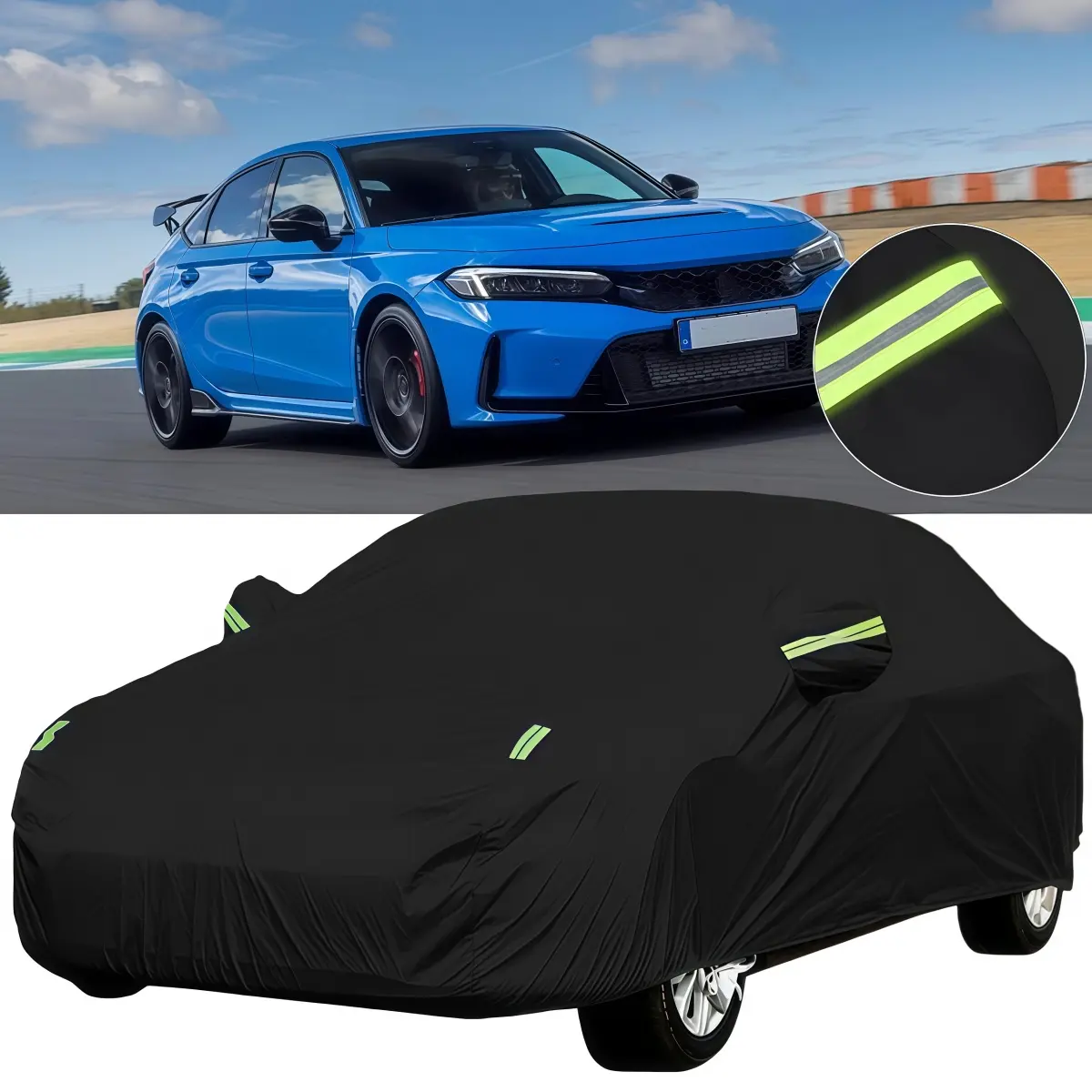 6-Layer Waterproof Honda Civic Full Car Cover, Indoor-Outdoor UV Resistant Dust Car Covers & Shelters, Black All-Weather Exterior Protection, Uv Resistant Car Covers & Shelters