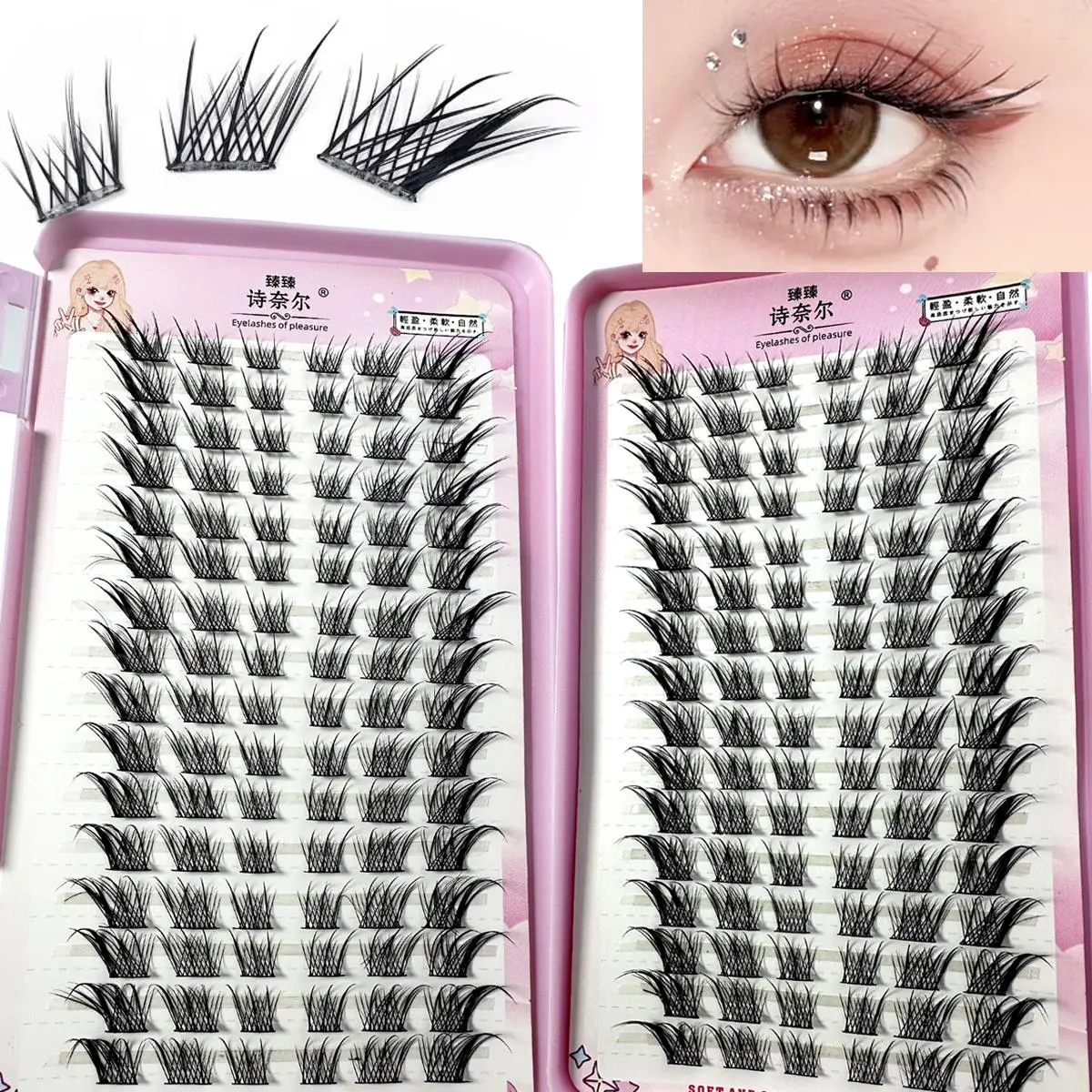 32Rows Fox Eye Manga False Eyelashes Large Capacity Tapered Thick Segmented Individual Cluster Lash Extensions Enlarge Eyes 2026 New