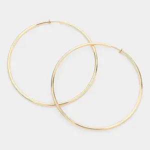 Extra Large Gold Metal Hoop Earrings | Clip On | 4" | 432076