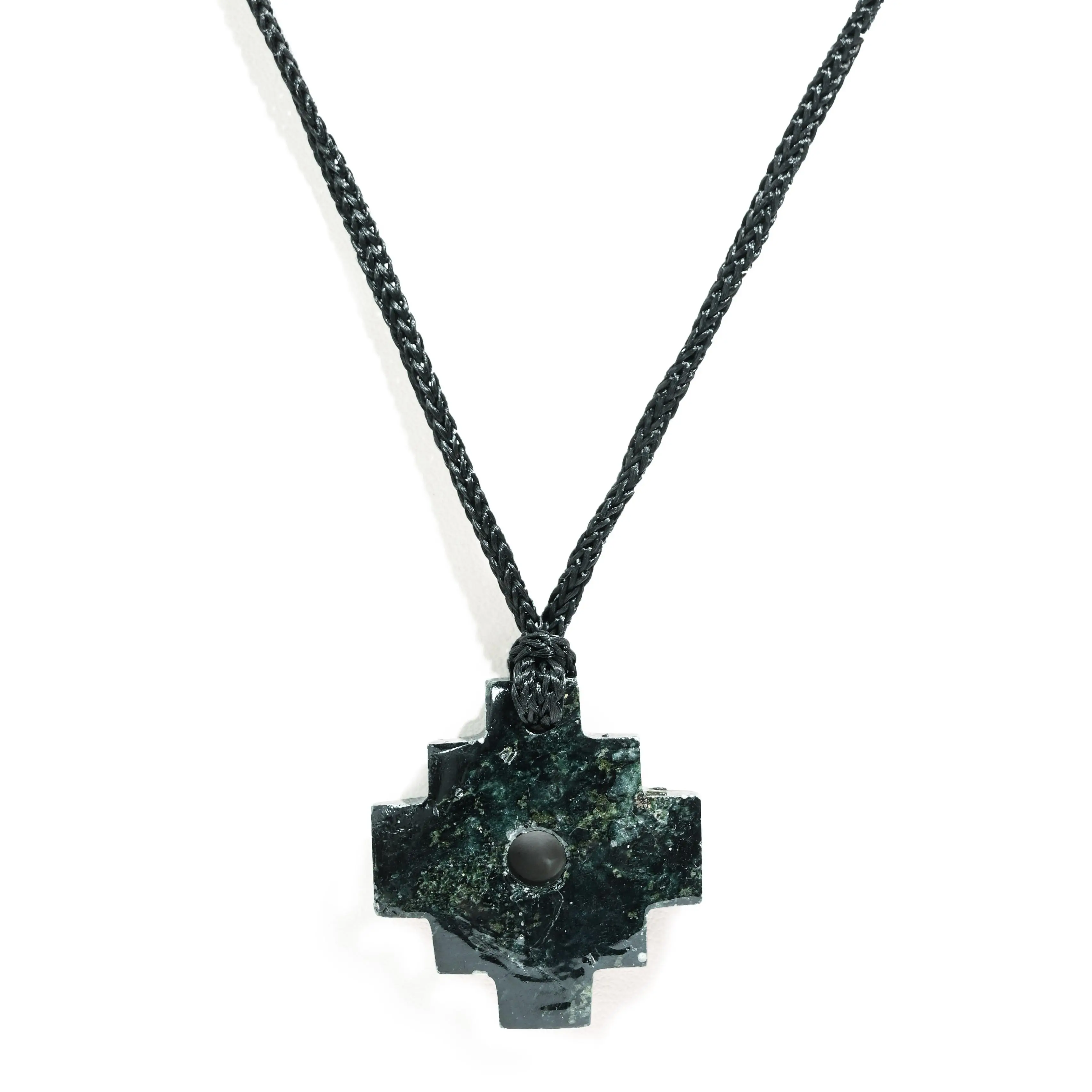 Peruvian Chakana Necklace - Machu Picchu Stone - Glossy