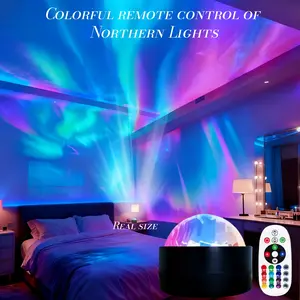 Colorful Aurora LED Projector | Equipped with Remote Control (without Battery) | Suitable for Starry Night Theme | Starry Sky Projector | USB Powered Atmosphere Light | Can be used for bedroom and music room decoration | Christmas Gift