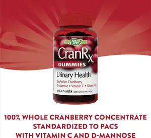 CranRx Cranberry Gummies, Urinary Tract Health Support* Supplement with D-Mannose + Vitamin C, 60 Gummies